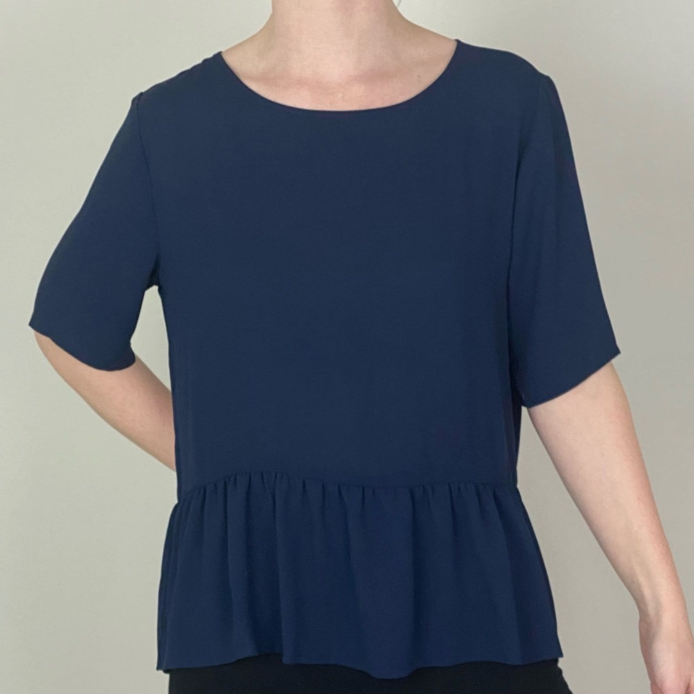 Banana Republic Navy Peplum Top Size Medium